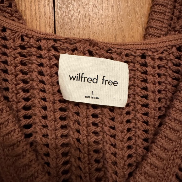 Aritzia Wilfred Free Cardan Hoodie Women's Brown Knit Hooded Sweater - Picture 2 of 3